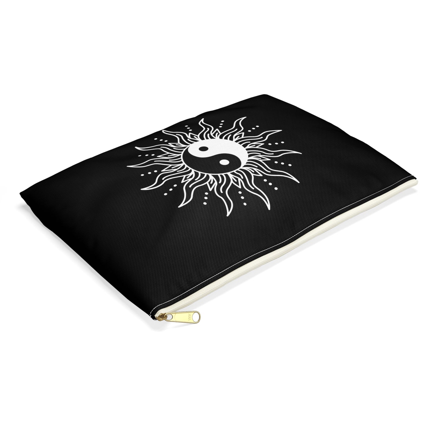 YING YANG SYMBOL SONNE MOND • Handtaschen Organizer Schwarz Flach mit Reißverschluss • Groß & Klein