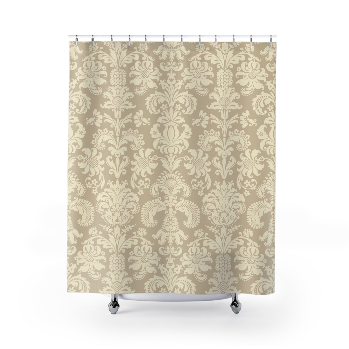 FLORALES BAROCK MUSTER • KÖNIGLICHER Duschvorhang 180x200 cm Beige