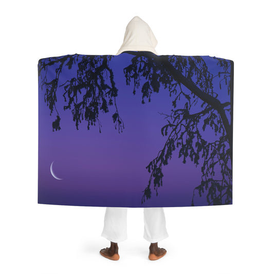 MOND BAUM HIMMEL LILA VIOLET • Kapuzen Kuscheldecke Lila Violet • Wohndecke Sherpa 130cm x 180cm