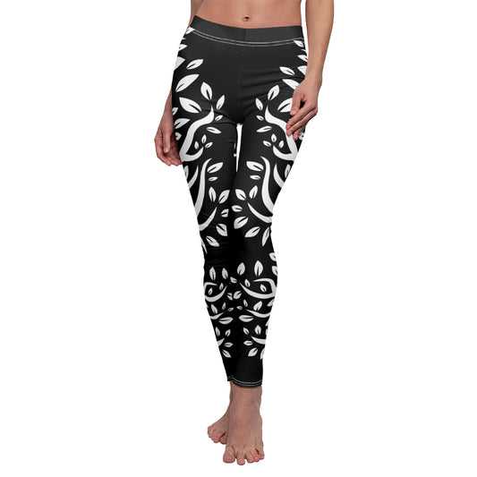 SCHLINGPFLANZEN OPTIK FLORALE PFLANZEN • Olivenbaum Damen Leggins Schwarz • Beste Leggings für Sport & Freizeit