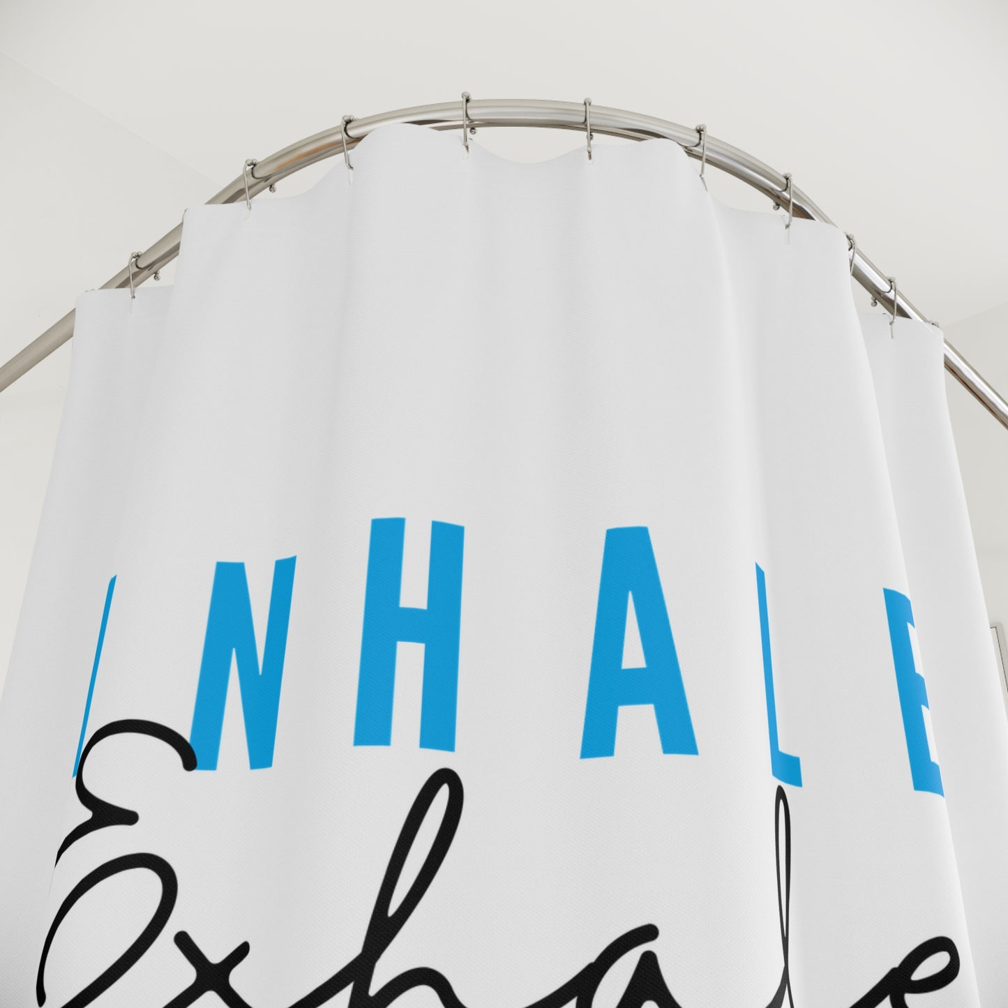 INHALE EXHALE • YOGA SPRUCH ATEMMEDITATION • Duschvorhang 180x200 cm Weiss