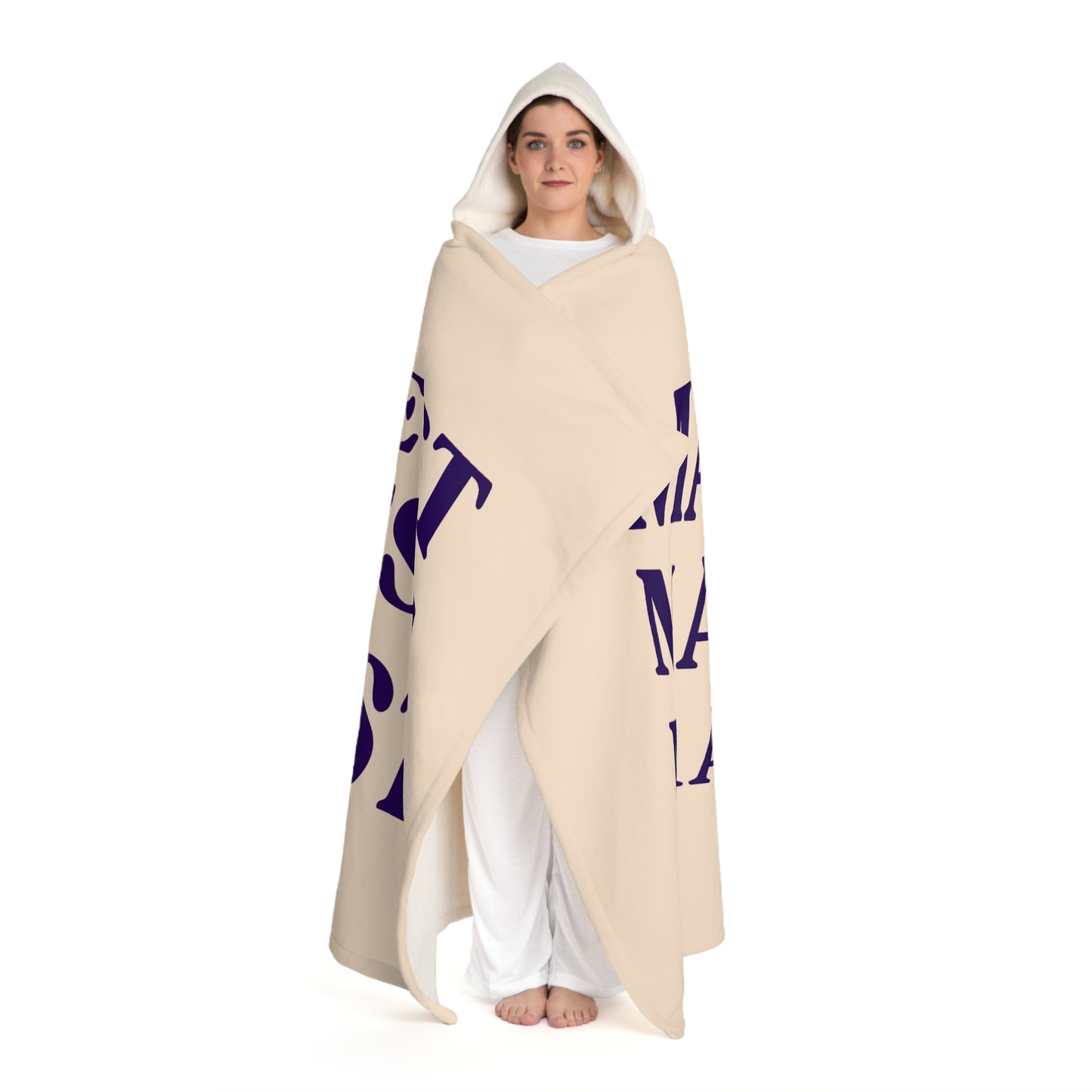 MANIFEST - Positive Affirmatioin • Kapuzen Kuscheldecke Beige Creme • Wohndecke Sherpa 130cm x 180cm