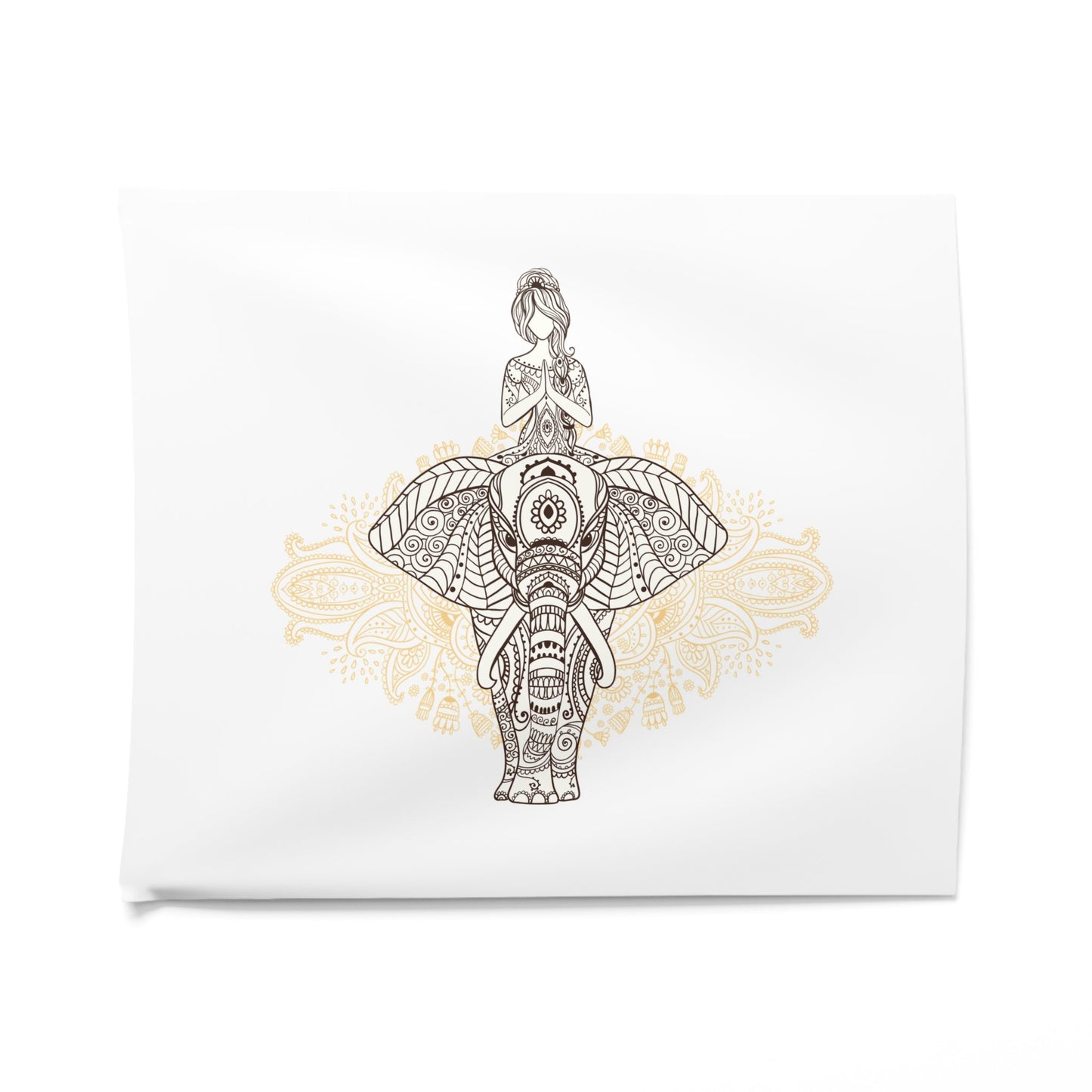 ELEFANT INDISCH MANDALA • Wandtuch • Wandttepich Schwarz Weiß • Wanddekor in v. Größen bis XXL