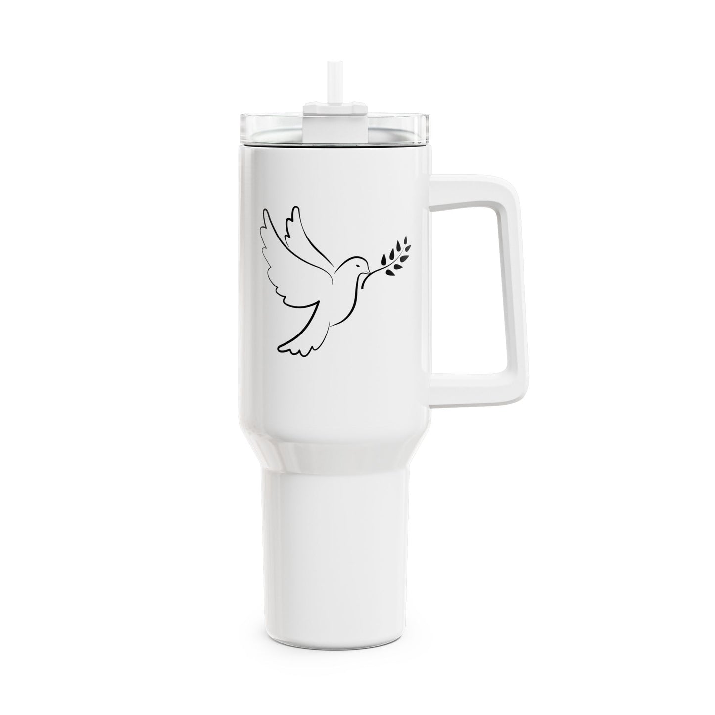 FRIEDESTAUBE PEACE FRIEDESNBOTSCHAFT • Tumbler mit Henkel & Strohhalm • XXL Reisebecher 1,2L - YOGA SANTA
