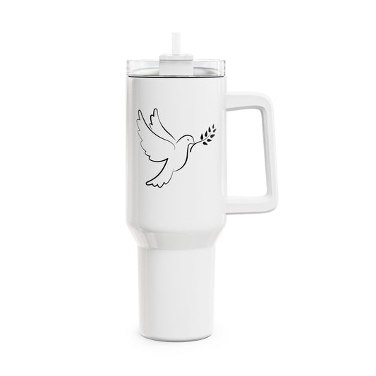 FRIEDESTAUBE PEACE FRIEDESNBOTSCHAFT • Tumbler mit Henkel & Strohhalm • XXL Reisebecher 1,2L - YOGA SANTA
