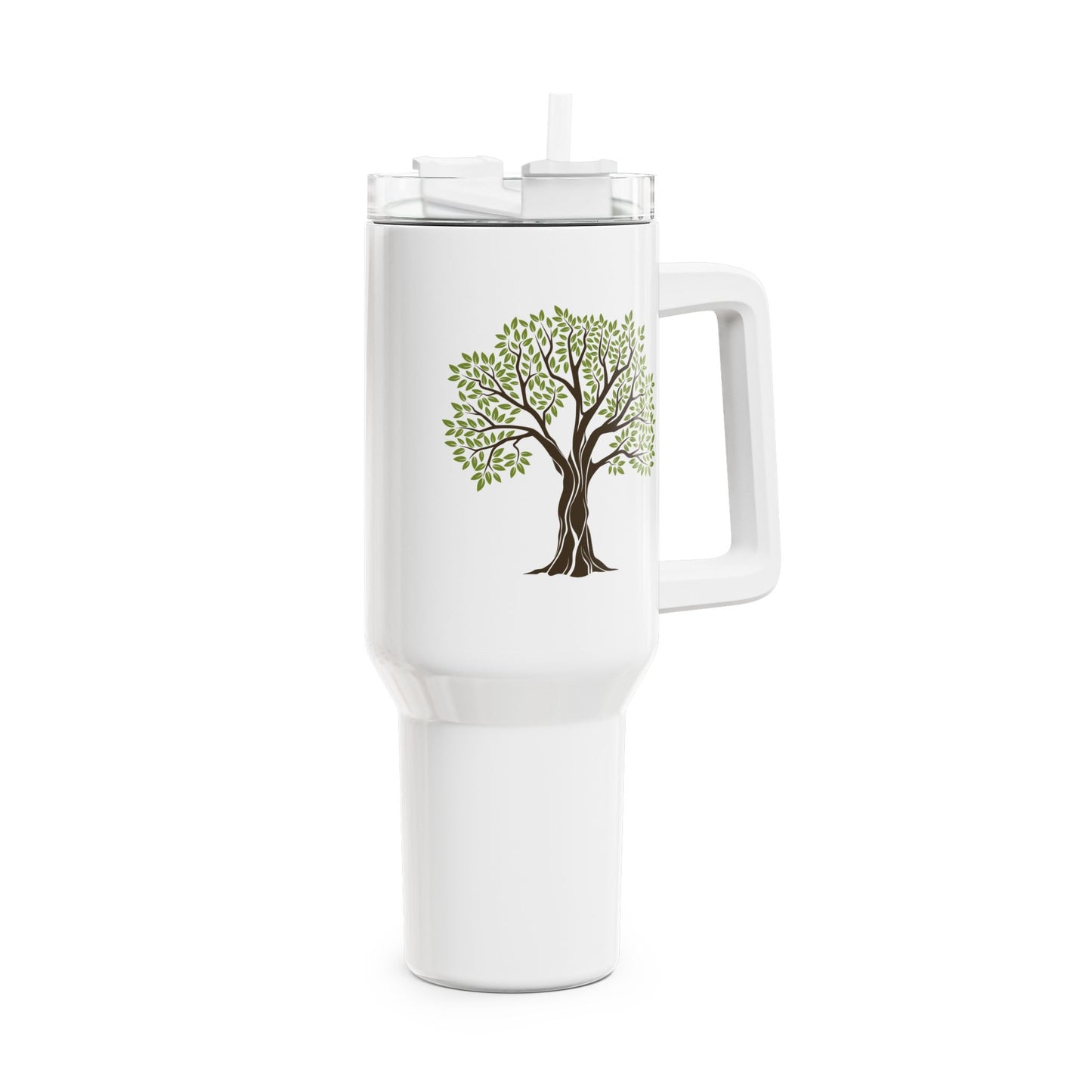 OLIVENBAUM BUNT ZEICHNUNG • Tumbler mit Henkel & Strohhalm • XXL Reisebecher 1,2L