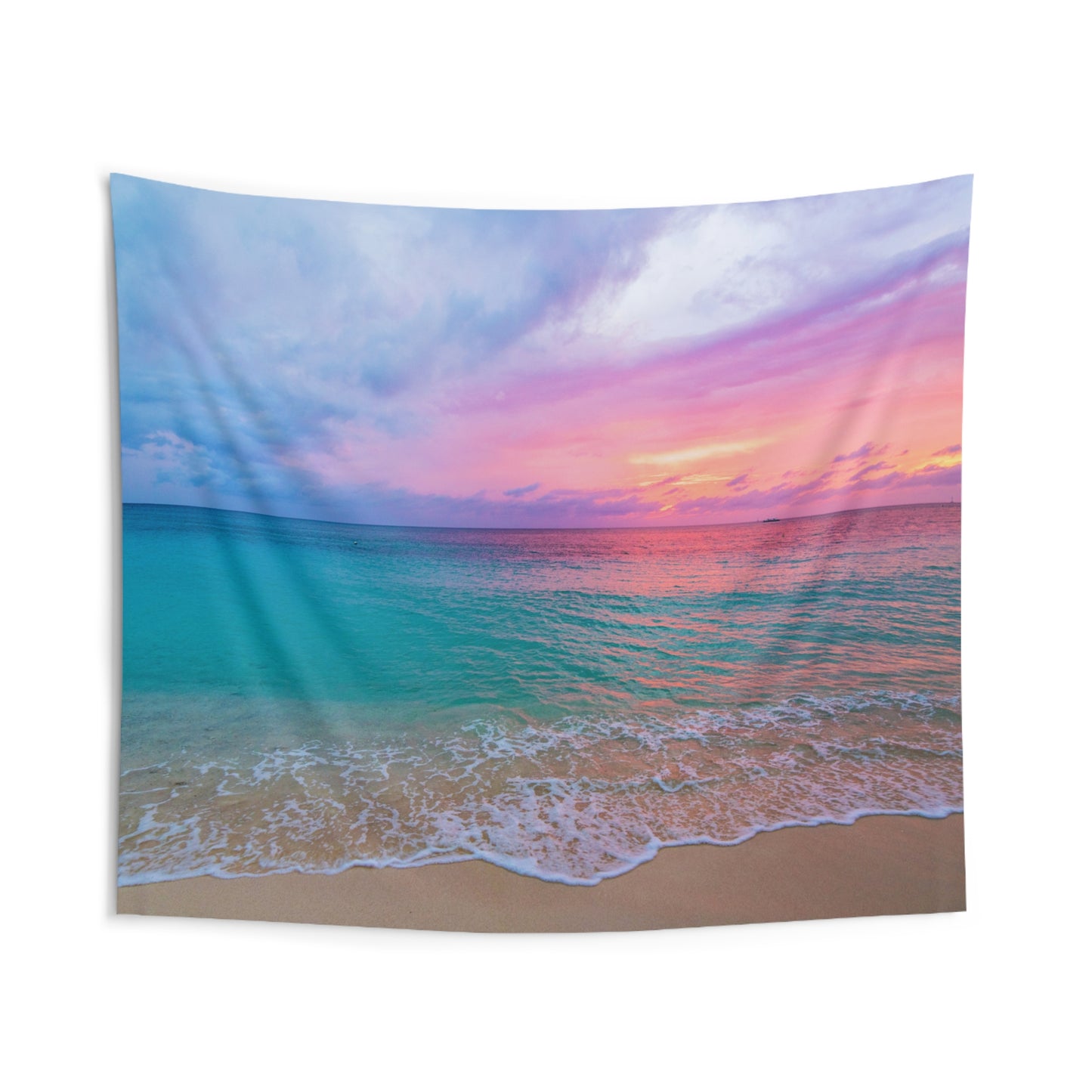 PASTELL PINK TÜRKIS Meer Sonneuntergang • Wandtuch • Wandttepich • Wanddekor in v. Größen bis XXL