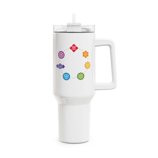 CHAKREN 7 CHAKRA in BLUMENBLÜTEN • Tumbler mit Henkel & Strohhalm • XXL Reisebecher 1,2L