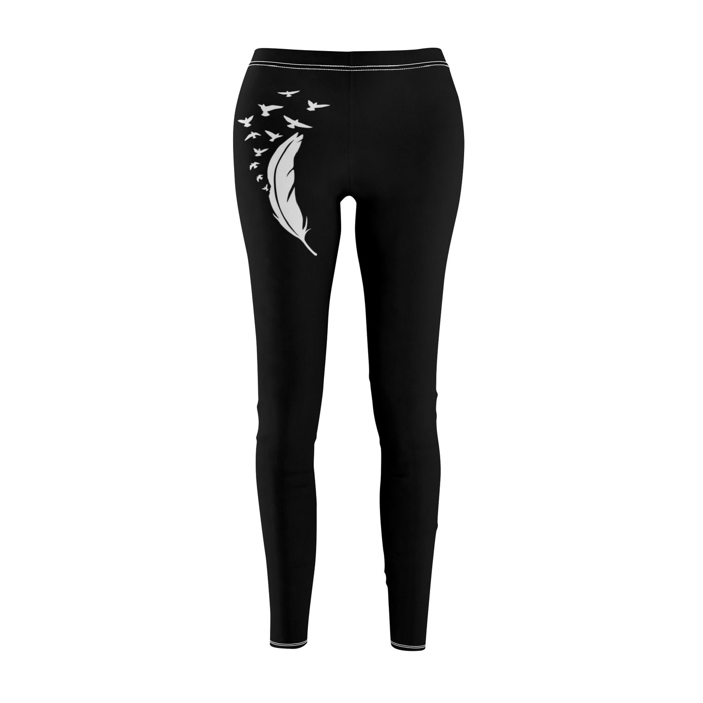 VÖGEL FLIEGEN AUS VOGELFEDER Motiv Zeichnung Print • BOHO STYLE - Hippie Damen Leggins Schwarz • Beste Schwarze Leggings für Sport & Freizeit