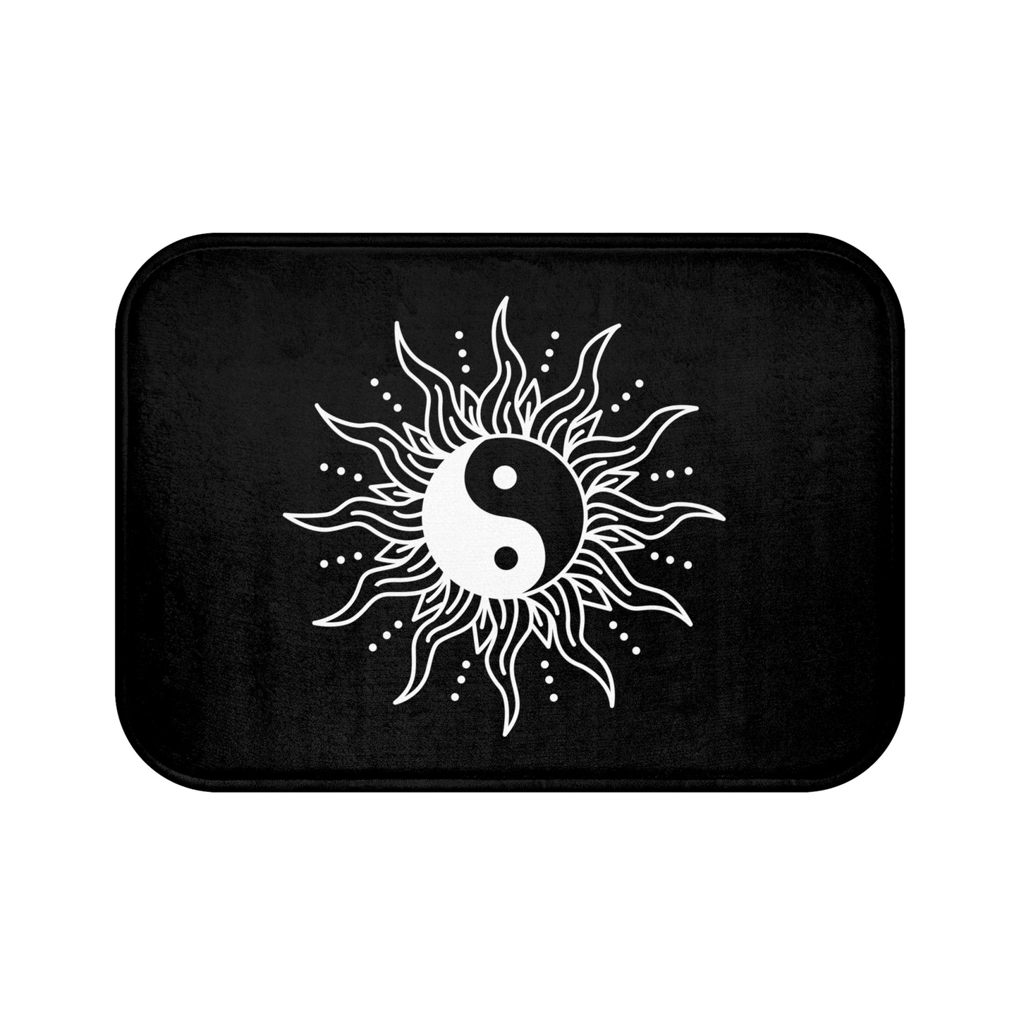 YING YANG - SPIRITUELLES MOTIV • Badvorleger Schwarz / Fussmatte / Badteppich EXTRA Weich • 43 x 61 cm & 53 x 86 cm