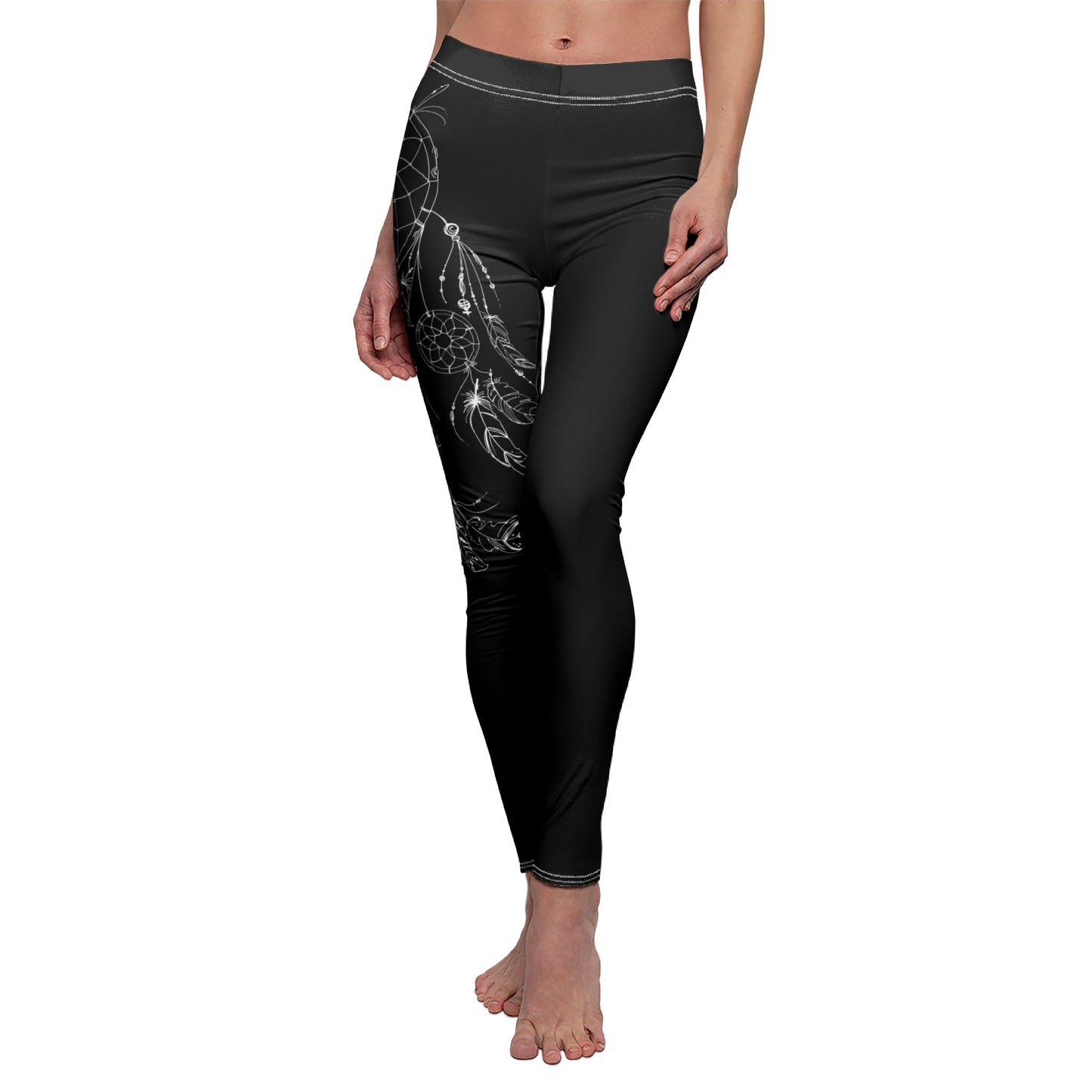 TRAUMFÄNGER VOGELFEDERN INDIANER ZEICHNUNG ÄSTHETISCH •  BOHO STYLE - Hippie Damen Leggins Schwarz • Beste Leggings für Sport & Alltag