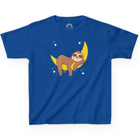 FAULTIER SLOT CHILLT LÄSSIG COOL im Mond unter Sternen • Pijama Schlafoberteil Oversize Kinder T-Shirt Mädchen Jungen • BIO Baumwolle 🌿