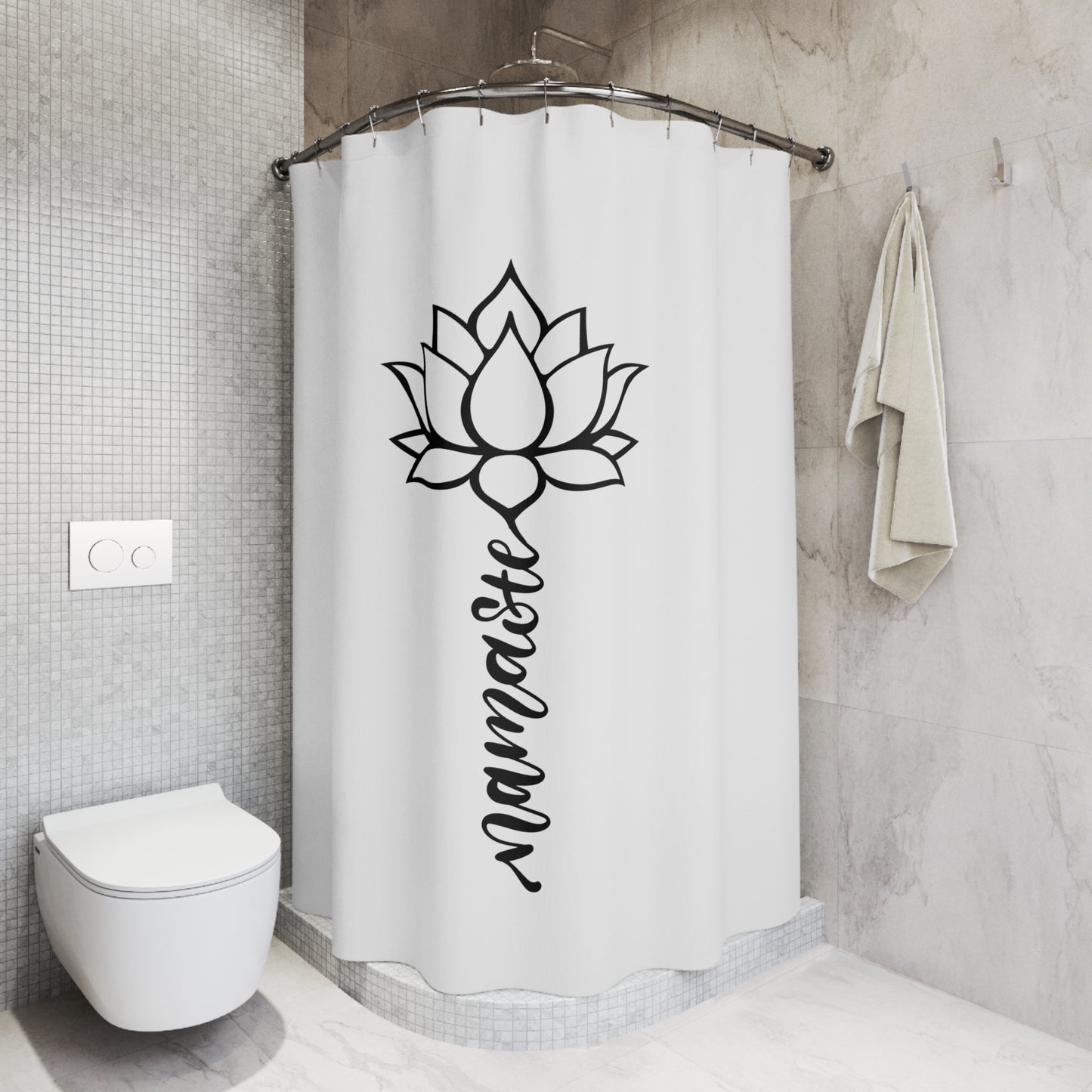 NAMASTE LOTUSBLÜTE BLUMENMOTIV • Duschvorhang 180x200 cm Weiss