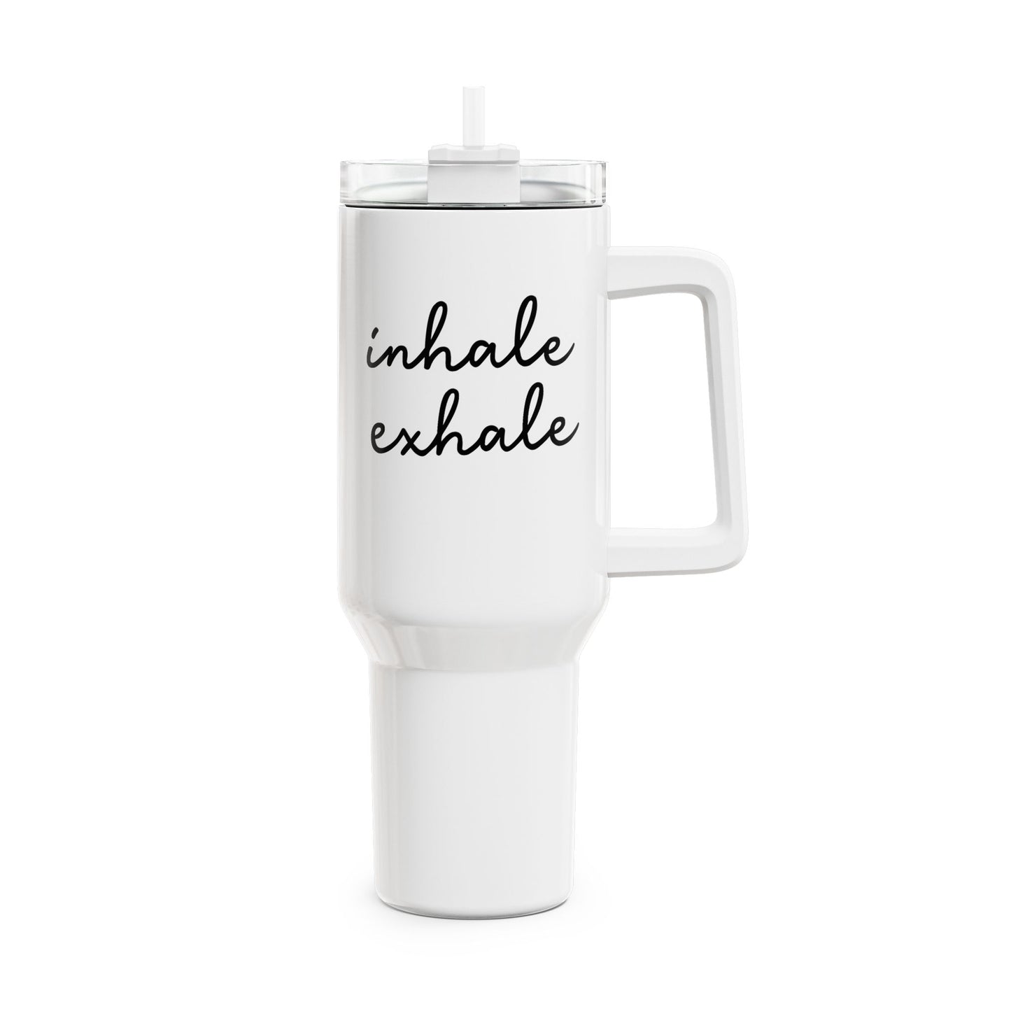 INHALE EXHALE - YOGA SPRUCH FITNESS • Tumbler mit Henkel & Strohhalm • XXL Reisebecher 1,2L - YOGA SANTA