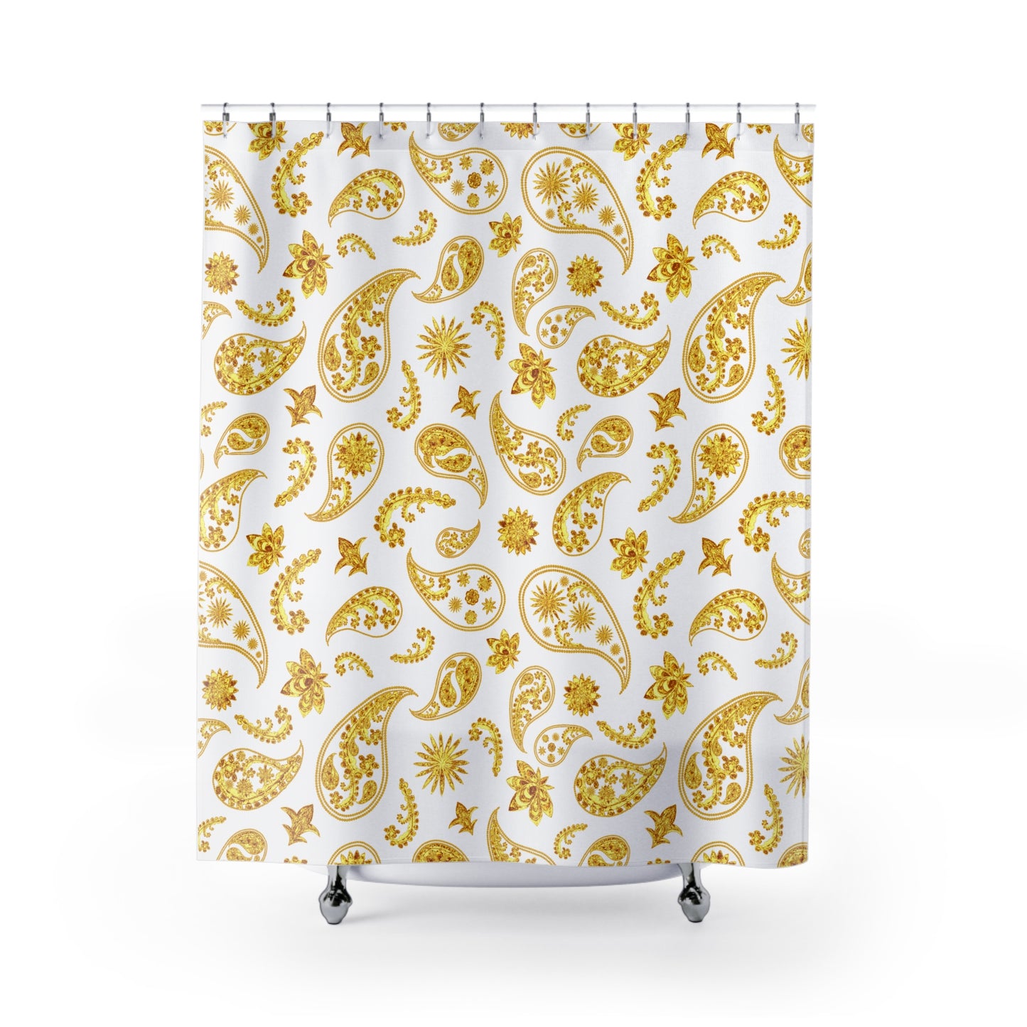 PAISLEY MUSTER GELBGOLD LUXURIÖS • Hochwertiger, Schöner Duschvorhang 180x200 cm