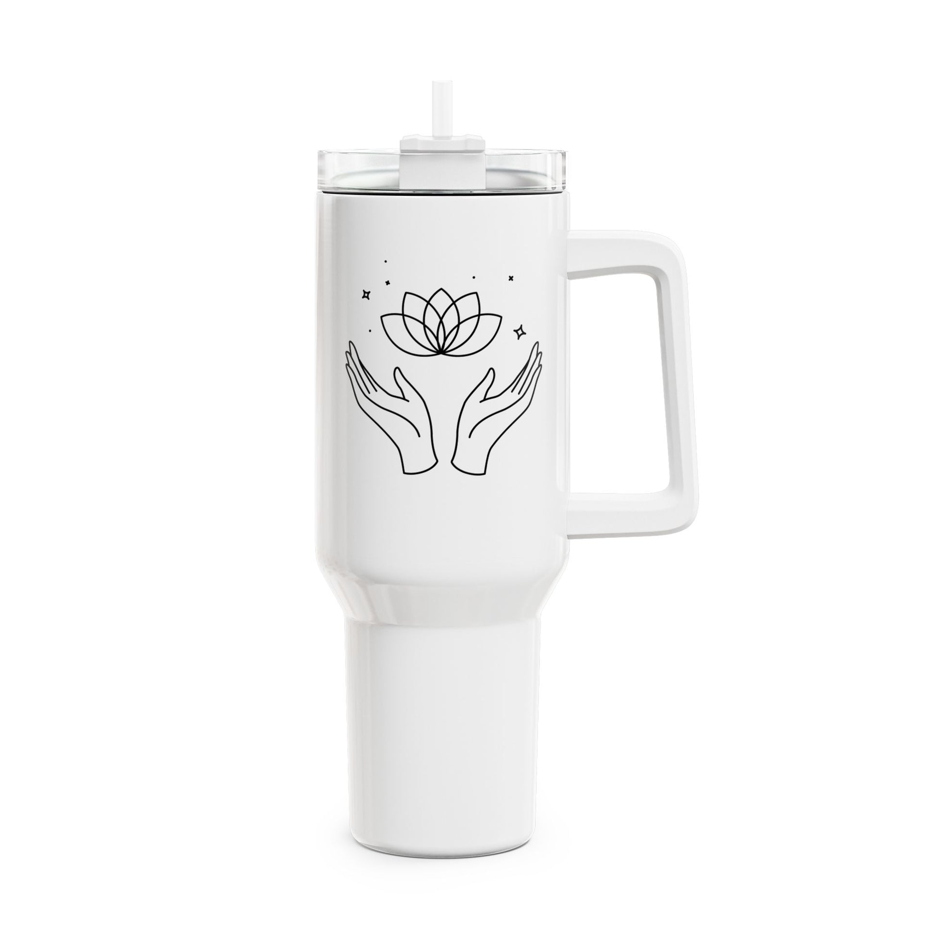 LOTUS MAGIE ZAUBER SPIRITUELLES SYMBOL • Tumbler mit Henkel & Strohhalm • XXL Reisebecher 1,2L - YOGA SANTA