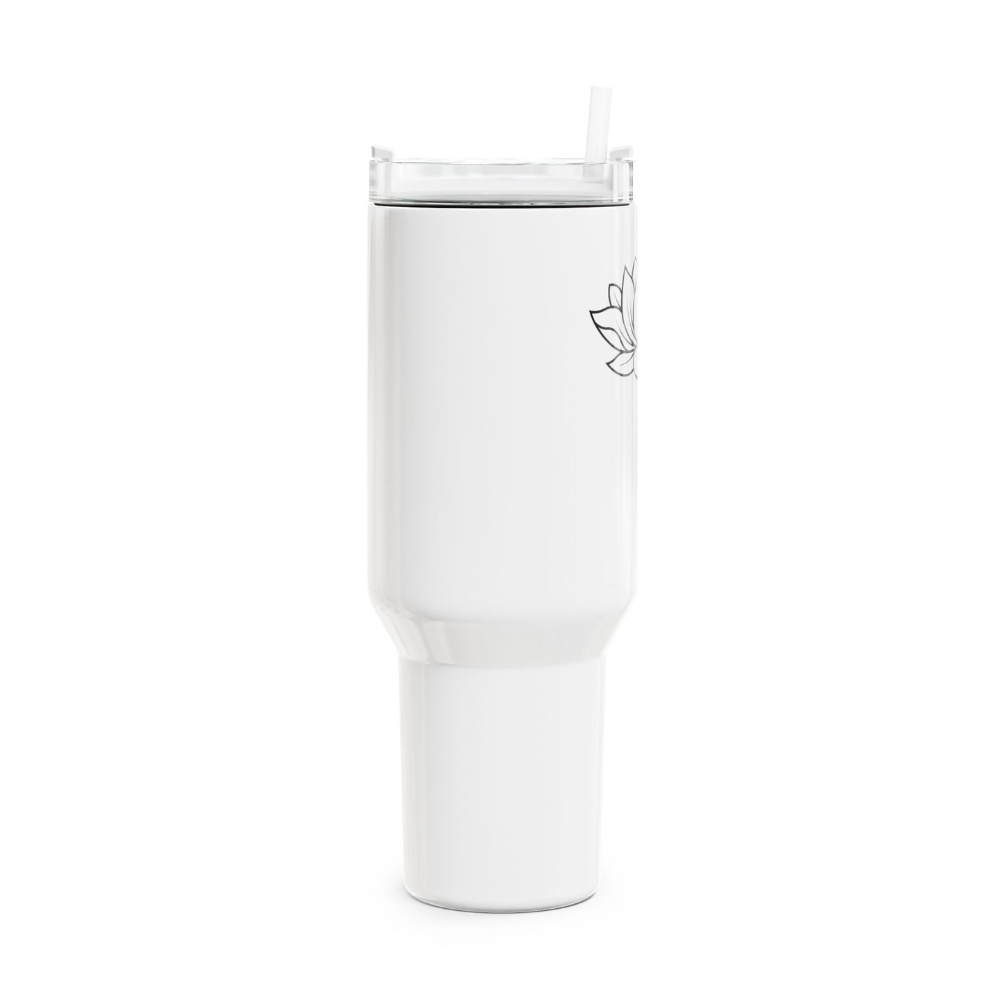 LOTUSBLÜTE MINIMALISTISCHE ZEICHNUNG • Tumbler mit Henkel & Strohhalm • XXL Reisebecher 1,2L - YOGA SANTA