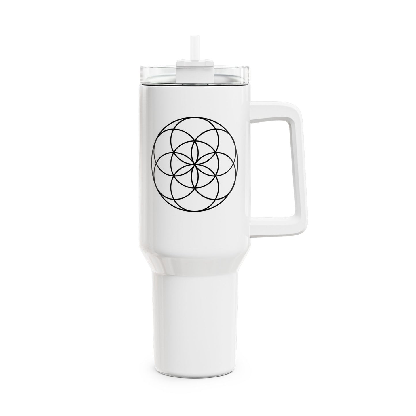 SEED OF LIFE - Samen des Lebens • Heilige Geometrie • Tumbler mit Henkel & Strohhalm • XXL Reisebecher 1,2L - YOGA SANTA
