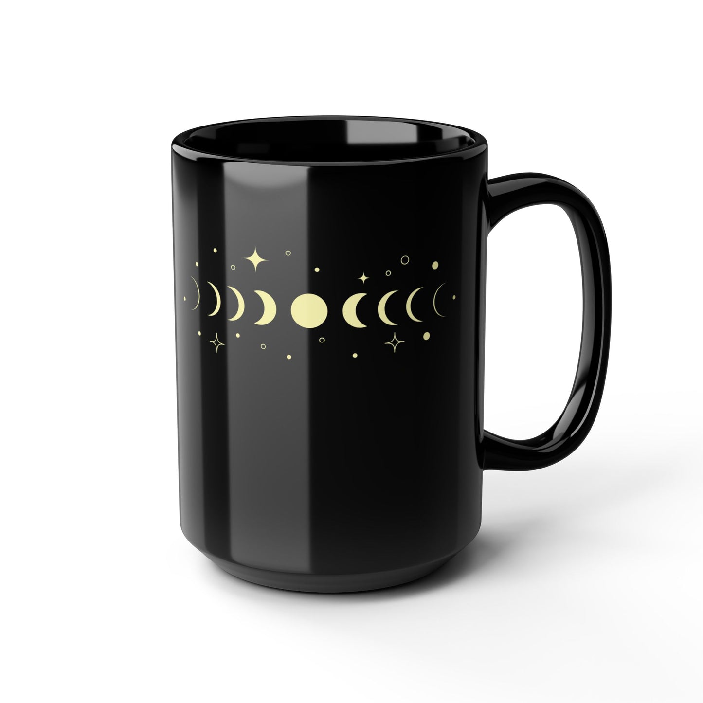 MONDPHASEN STERNENHIMMEL • Spirituelles Motiv • 440ml XXL Kaffeebecher Schwarz - YOGA SANTA