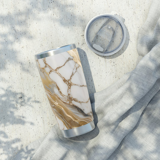 WEIßER MARMOR GOLDENE ADERN LUXUS • Thermo-Reisebecher XL • 590 ml • Tumbler Vagabond