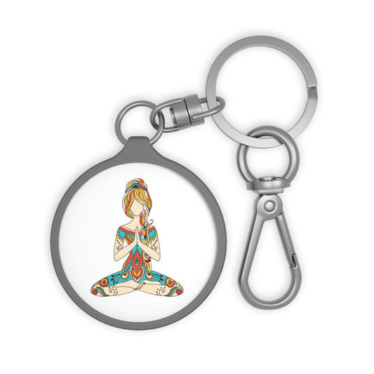 SCHÖNE YOGA FRAU MEDITIERT • Edler Luxus Schlüsselanhänger mit Karabiner für Frauen & Männer
