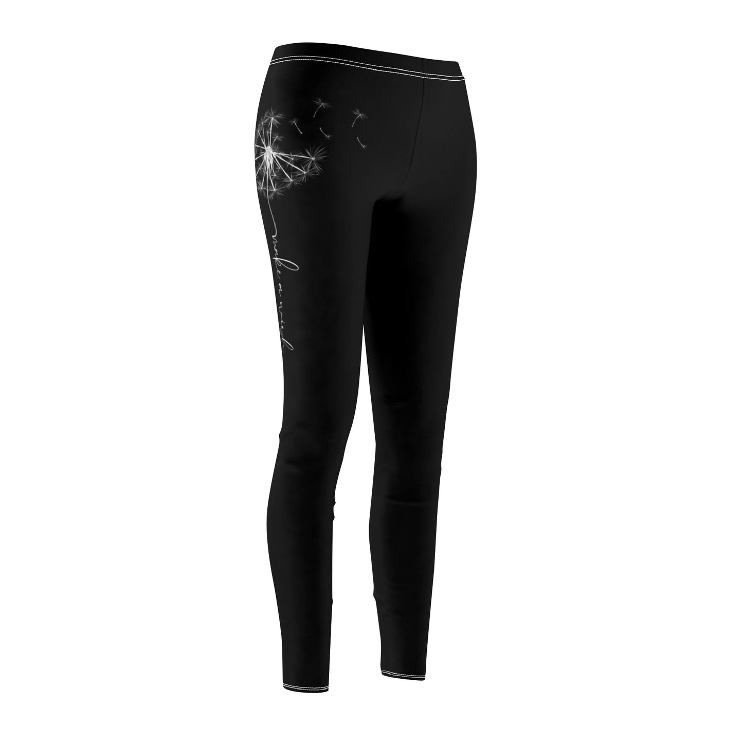 MAKE A WISH • PUSTEBLUME MIT SPRUCH • Damen Leggins • Inspirierender Spruch • Beste Leggings für Sport & Freizeit