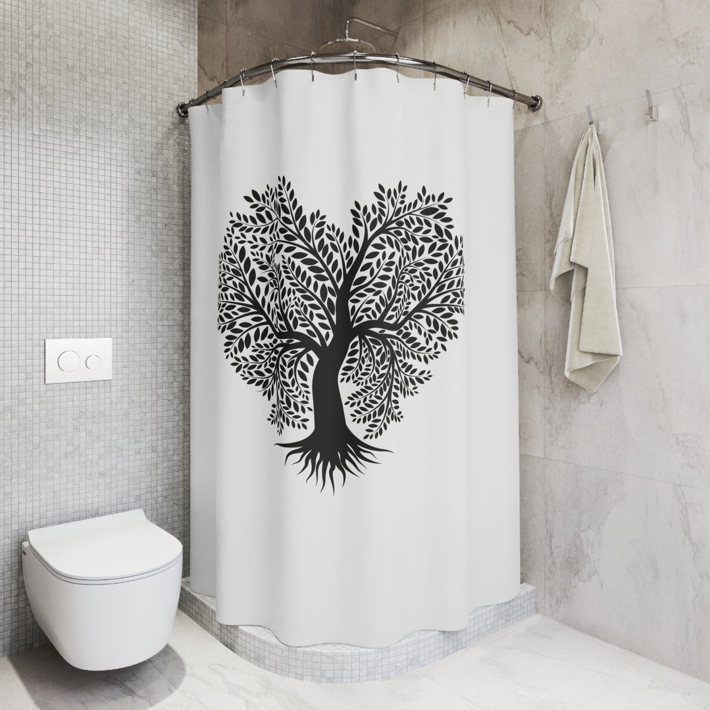 HERZ BAUM NATURLIEBHABER NATURMOTIV • Duschvorhang 180x200 cm Weiss