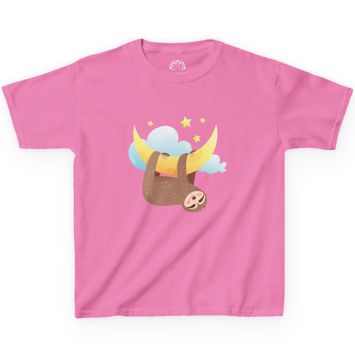 FAULTIER SLOT HÄNGT IM MOND STERNE NIELDICH SÜßES COMIC TIER • Pijama Schlafoberteil Oversize Kinder T-Shirt Mädchen Jungen • BIO Baumwolle 🌿