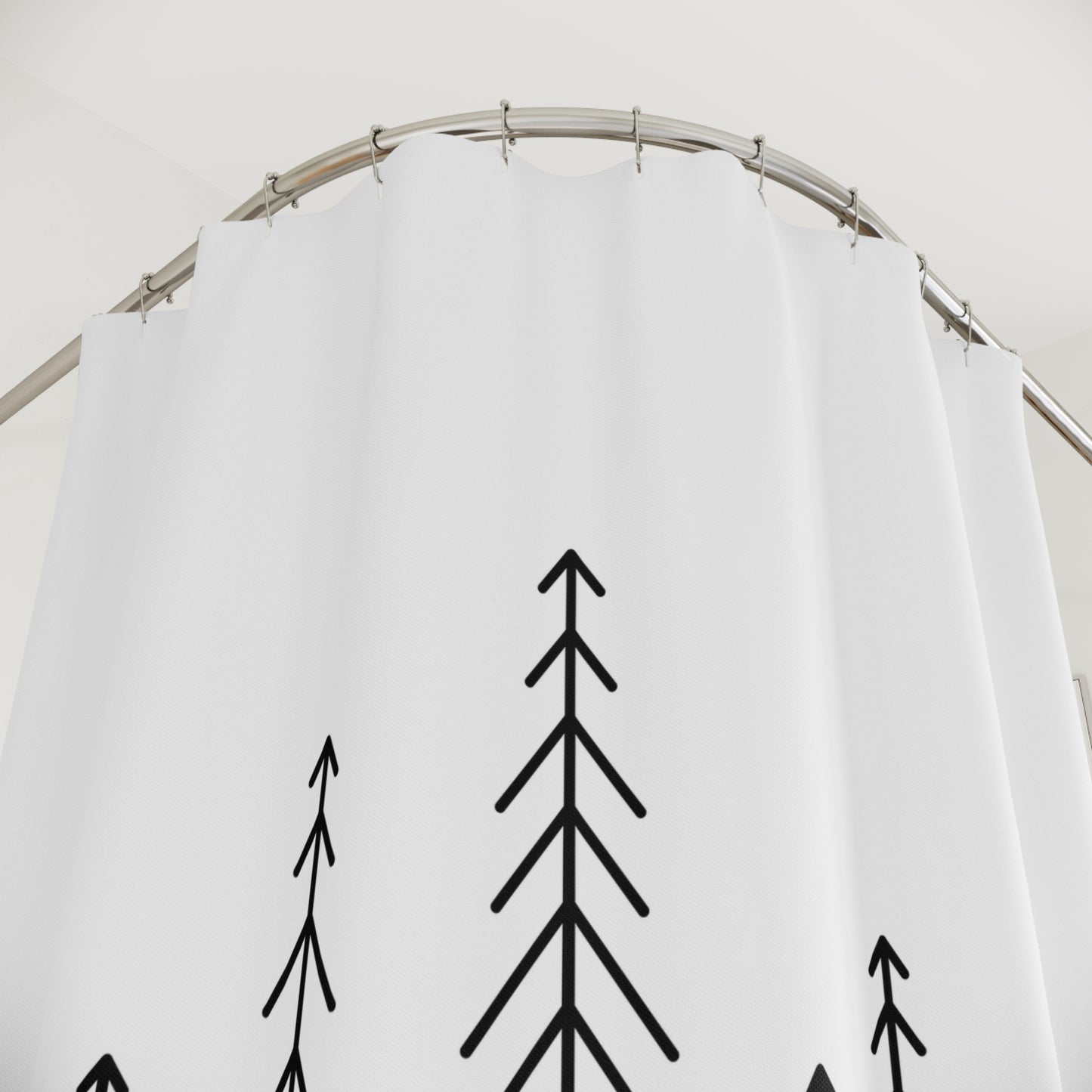 WALD BÄUME ZEICHNUNG MINIMALISITSCH • Hochwertiger, Schöner Duschvorhang 180x200 cm Weiss