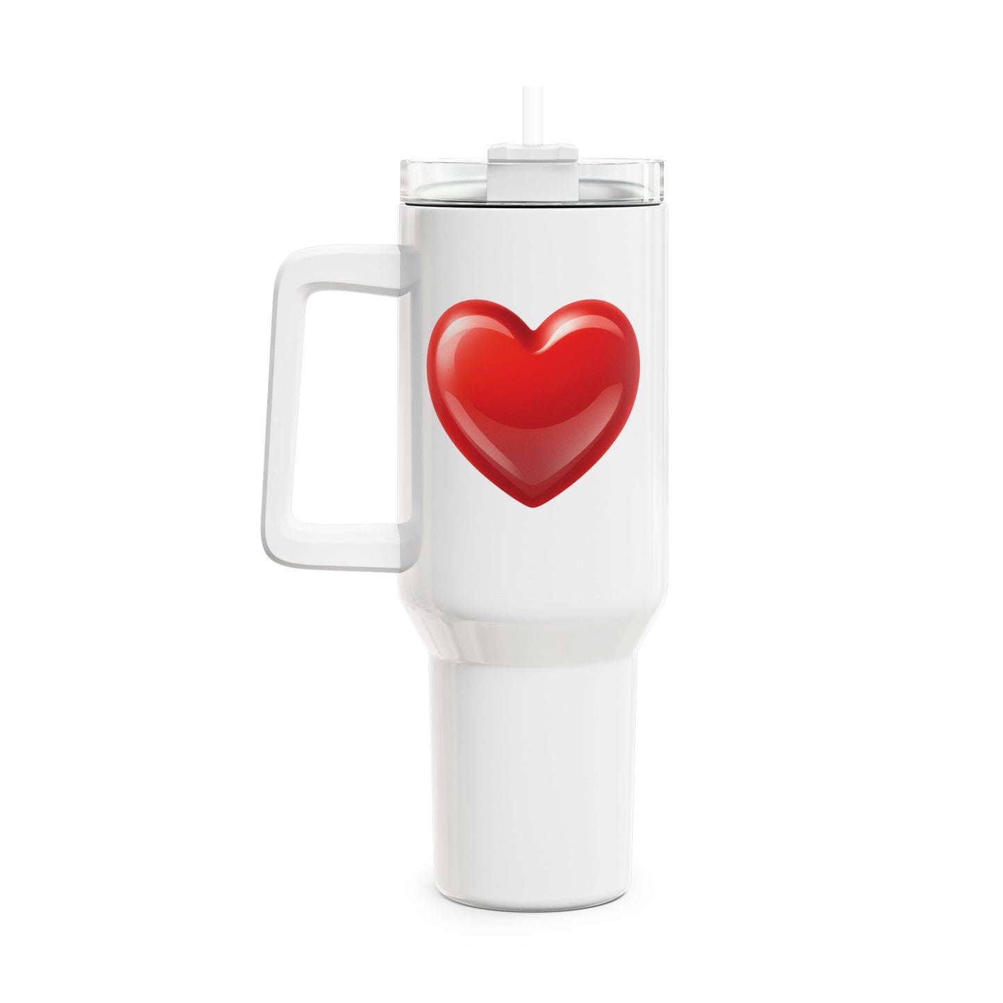 HERZ ROT HERZCHEN KNALLROT • Tumbler mit Henkel & Strohhalm • XXL Reisebecher 1,2L
