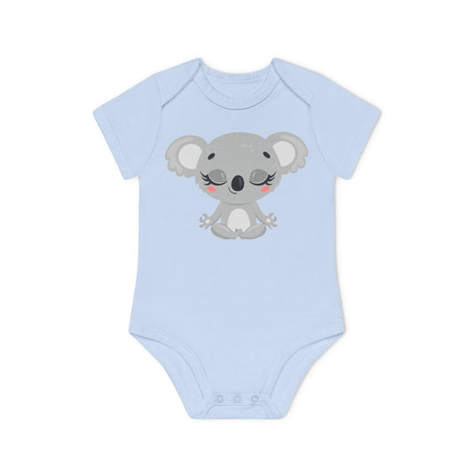 KOALA MEDITATION TIERYOGA COMIC ZEICHNUNG • Niedlich süßer Baby Body Kurzarm • Mädchen & Jungen • BIO Baumwolle 🌿