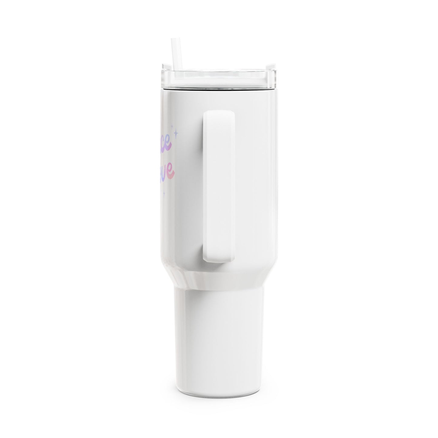 PEACE & LOVE - HAPPY HIPPIE • Tumbler mit Henkel & Strohhalm • XXL Reisebecher 1,2L