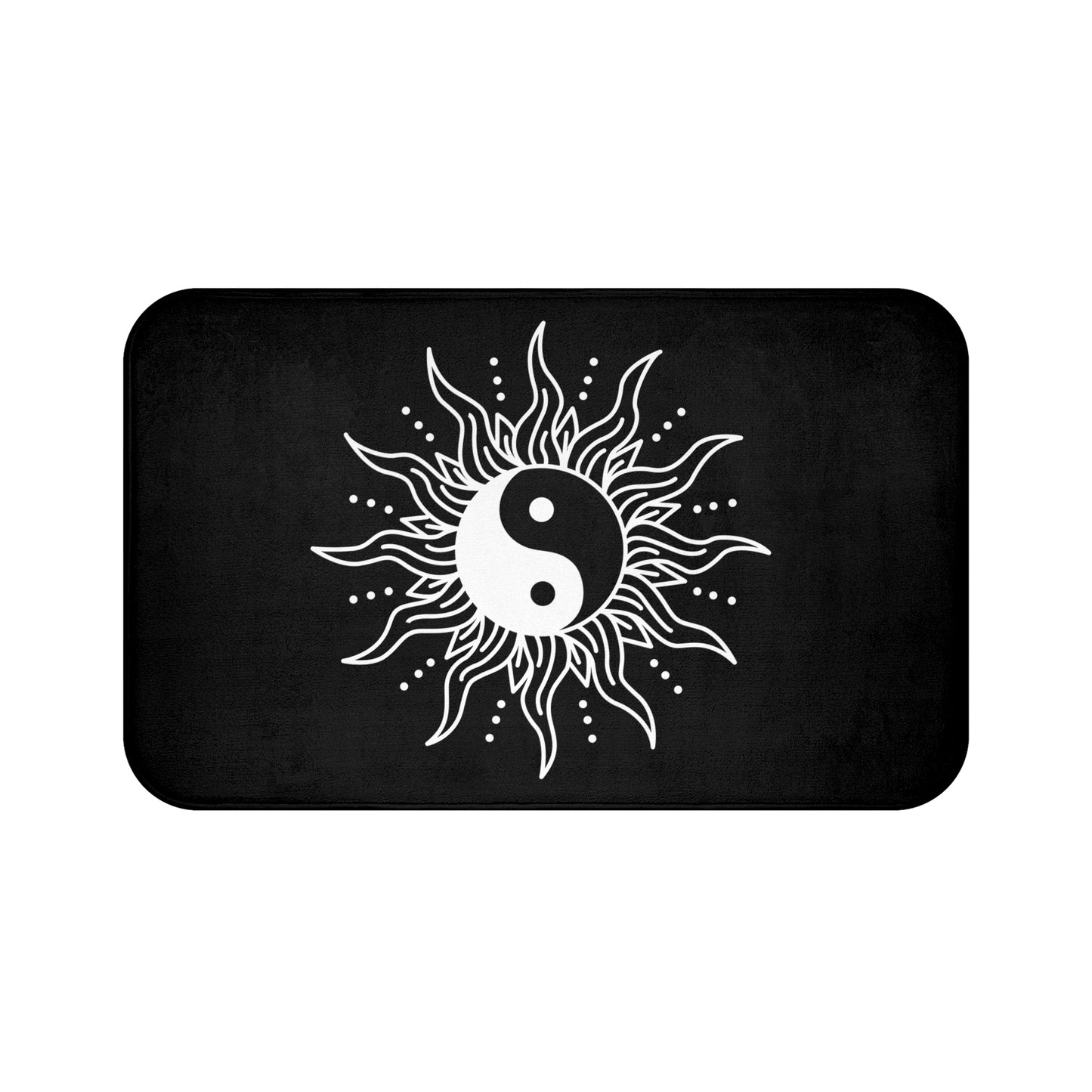 YING YANG - SPIRITUELLES MOTIV • Badvorleger Schwarz / Fussmatte / Badteppich EXTRA Weich • 43 x 61 cm & 53 x 86 cm