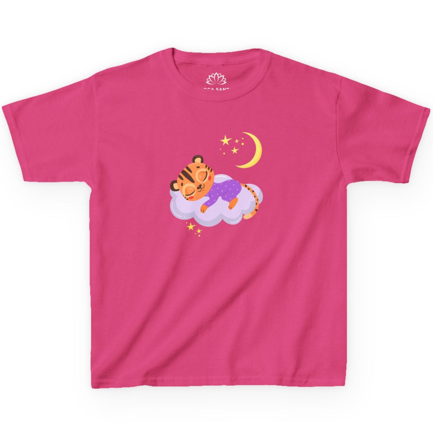 TIGER STERNENHIMMEL MOND WOLKE Comic Zeichnung • Pijama Schlafoberteil Oversize Kinder T-Shirt Mädchen Jungen • BIO Baumwolle 🌿
