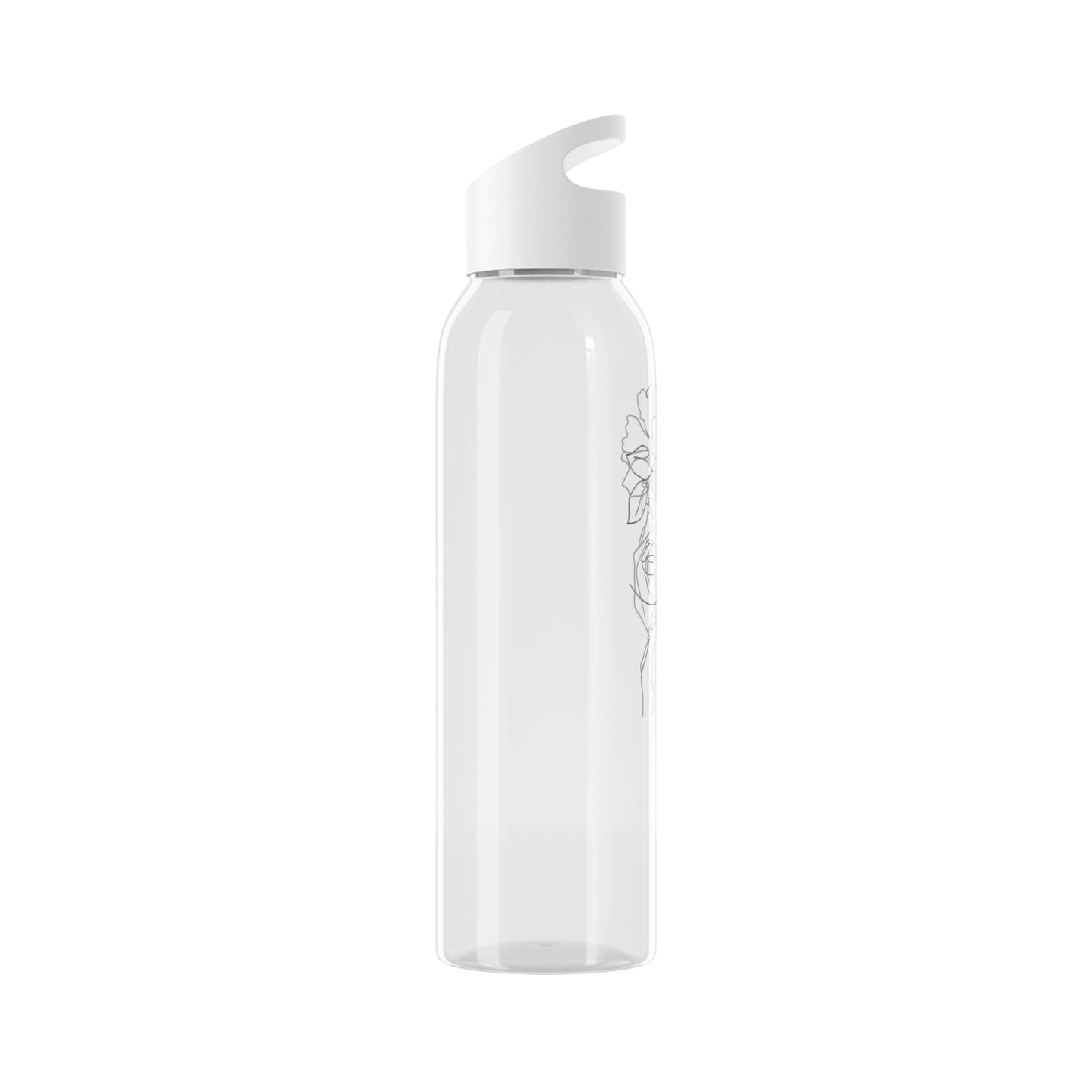 SCHÖNE FRAU mit BLUME ZEICHNUNG EINE LINIE • Kunstvolles Motiv Wasserflasche Sky 650 ml