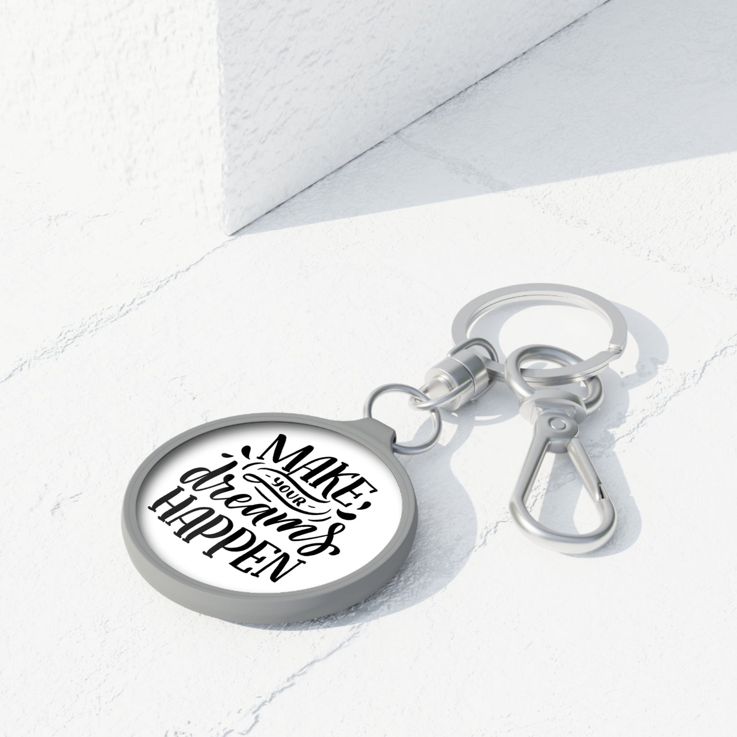 MAKE YOUR DREAM HAPPEN - MOTIVATIONSSPRUCH • Edler Luxus Schlüsselanhänger mit Karabiner für Frauen & Männer