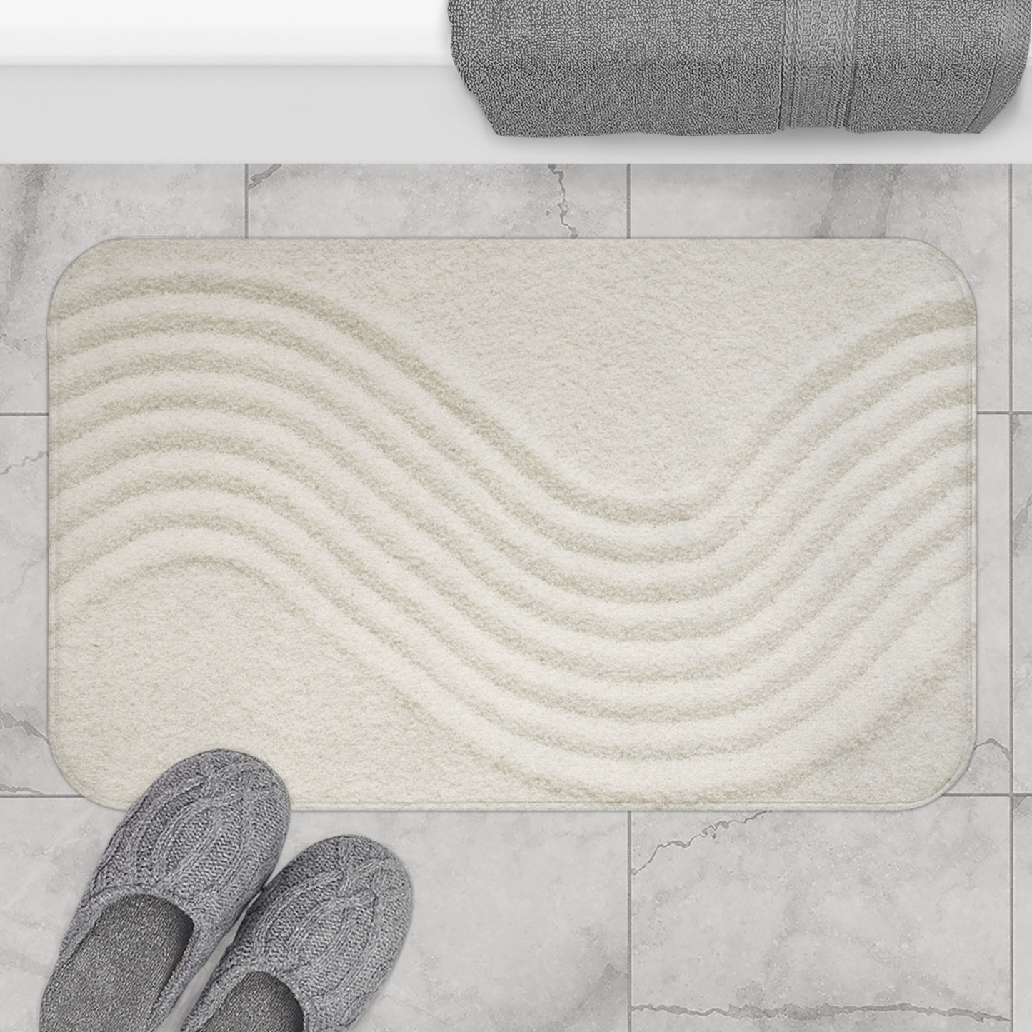 ZEN GARTEN - OPTISCHE ILLUSTION • Badvorleger / Fussmatte / Badteppich EXTRA Weich • 43 x 61 cm & 53 x 86 cm