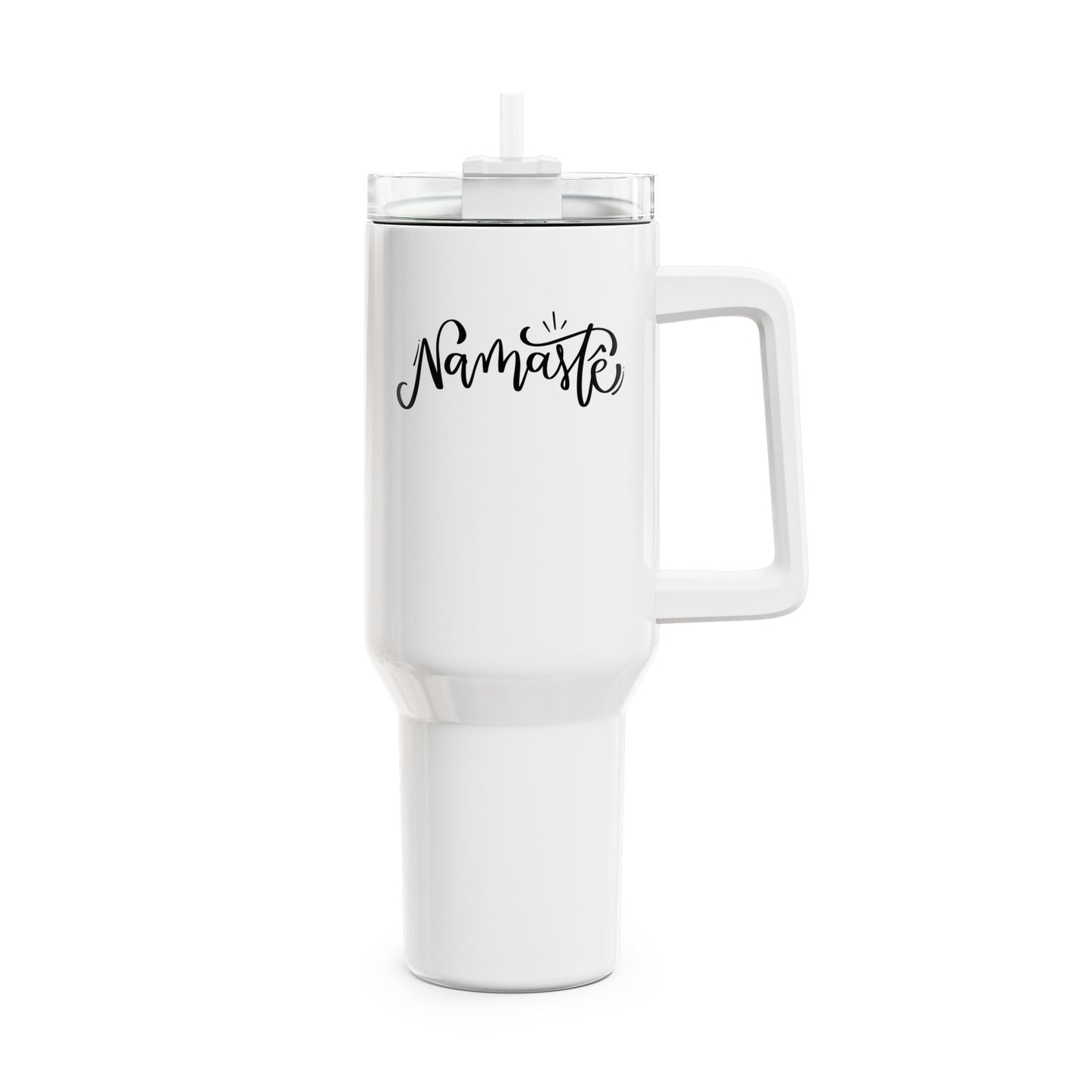 NAMASTE SCHRFITZUG KUNSTVOLL • Tumbler mit Henkel & Strohhalm • XXL Reisebecher 1,2L - YOGA SANTA