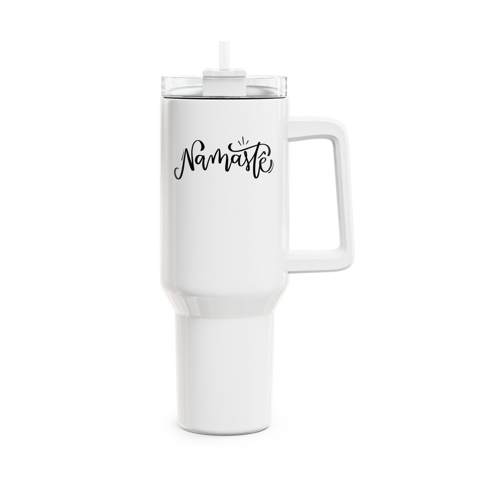 NAMASTE SCHRFITZUG KUNSTVOLL • Tumbler mit Henkel & Strohhalm • XXL Reisebecher 1,2L - YOGA SANTA
