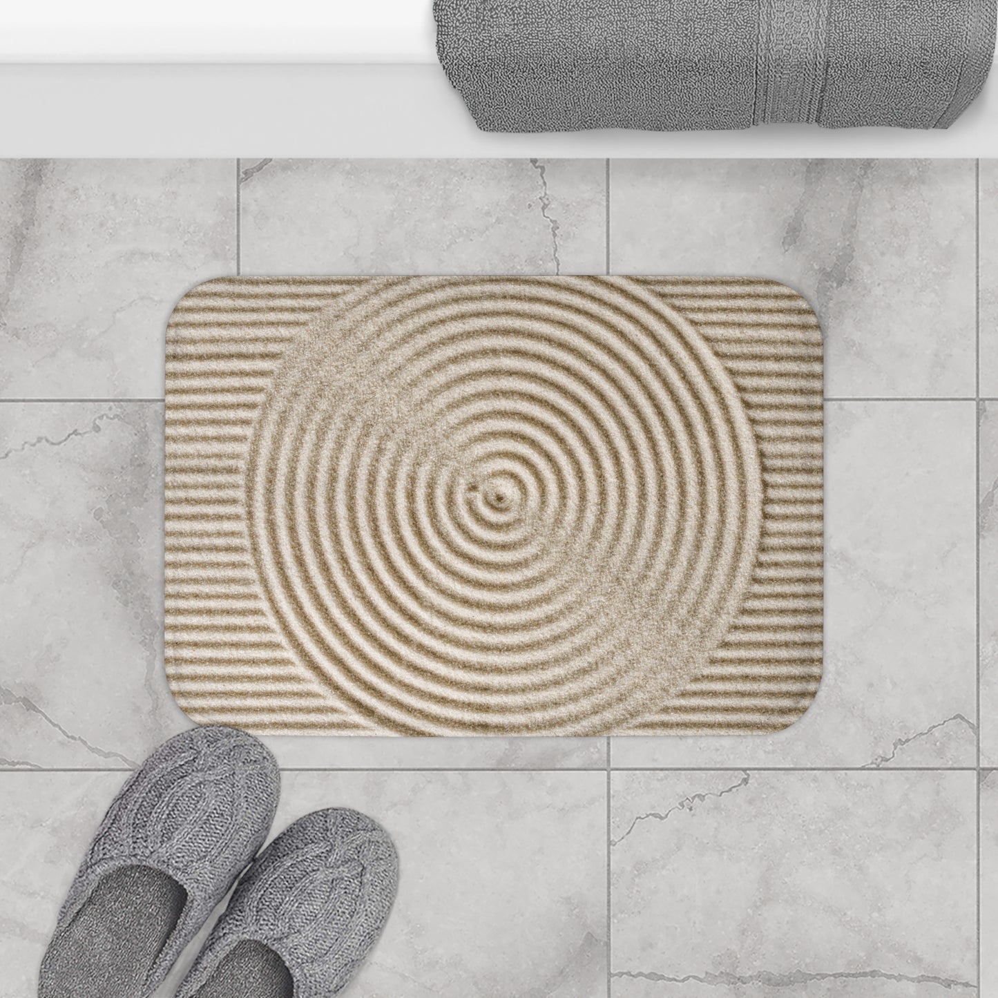 ZEN GARTEN ILLUSION SANDTEPPICH • Badvorleger / Fussmatte / Badteppich EXTRA Weich • 43 x 61 cm & 53 x 86 cm