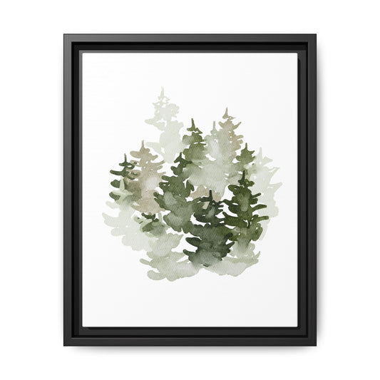 Wald Aquarell Zeichnung • Naturmotiv Gerahmte Leinwand  Schwarz Weiss er Holzrahmen • Framed (Multi-color)
