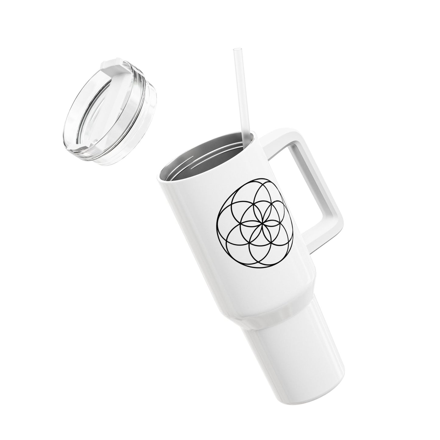 SEED OF LIFE - Samen des Lebens • Heilige Geometrie • Tumbler mit Henkel & Strohhalm • XXL Reisebecher 1,2L - YOGA SANTA