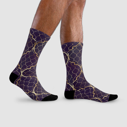 LUXUS SOCKEN LILA ORIENTALISCHES DESIGN • HAPPY SOCKS Crew Socken mit Motiv