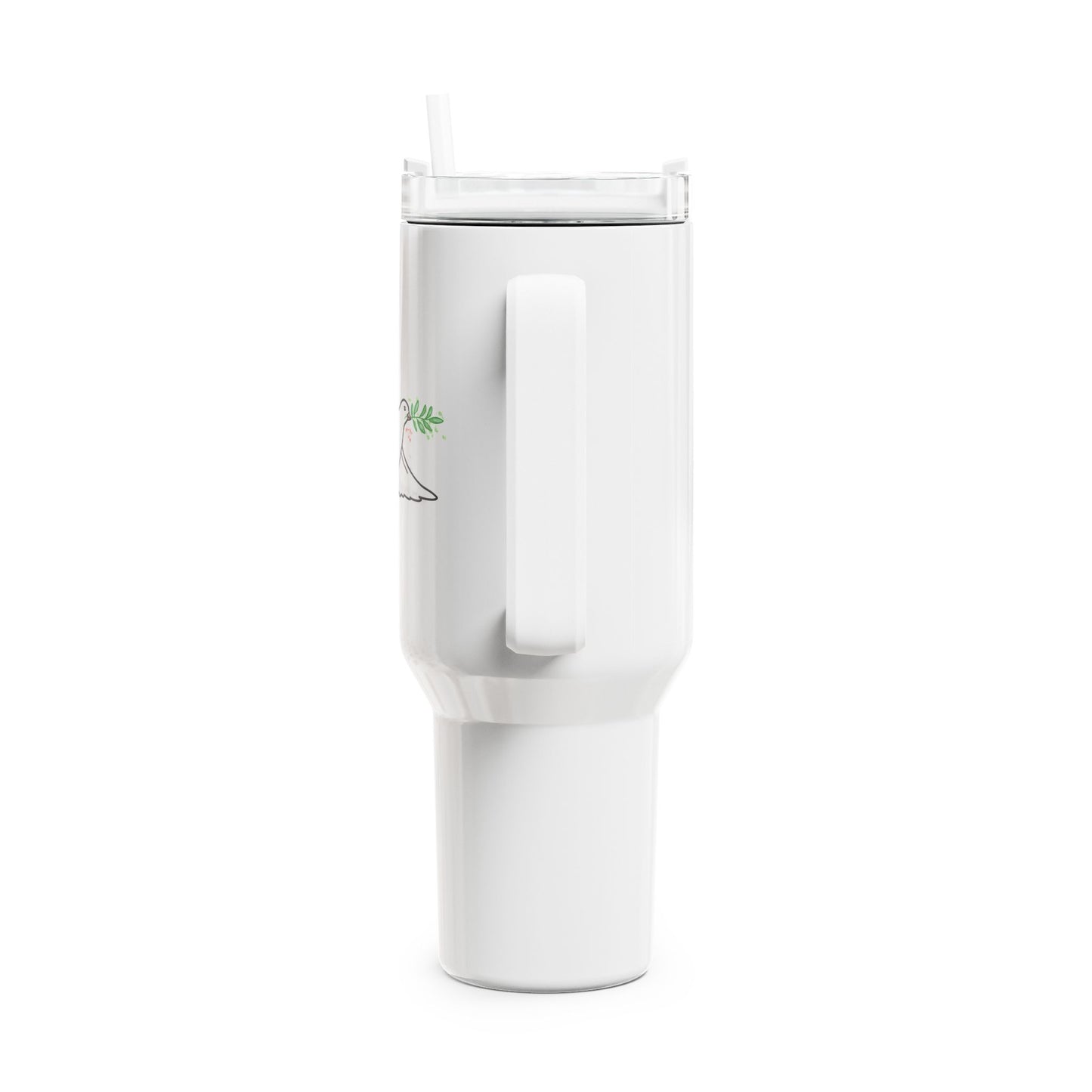 FRIEDENSTAUBE VOGEL PEACE VÖGELCHEN • Tumbler mit Henkel & Strohhalm • XXL Reisebecher 1,2L