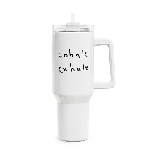 INHALE EXHALE - YOGA MEDITATION FITNESS SPRUCH • Tumbler mit Henkel & Strohhalm • XXL Reisebecher 1,2L - YOGA SANTA
