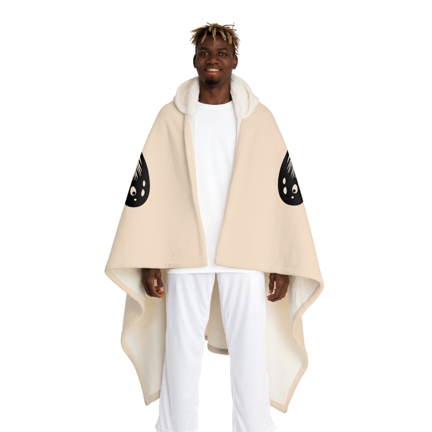 SCHMETTERLING BOHO STYLE • Kapuzen Kuscheldecke Beige Creme • Wohndecke Sherpa 130cm x 180cm