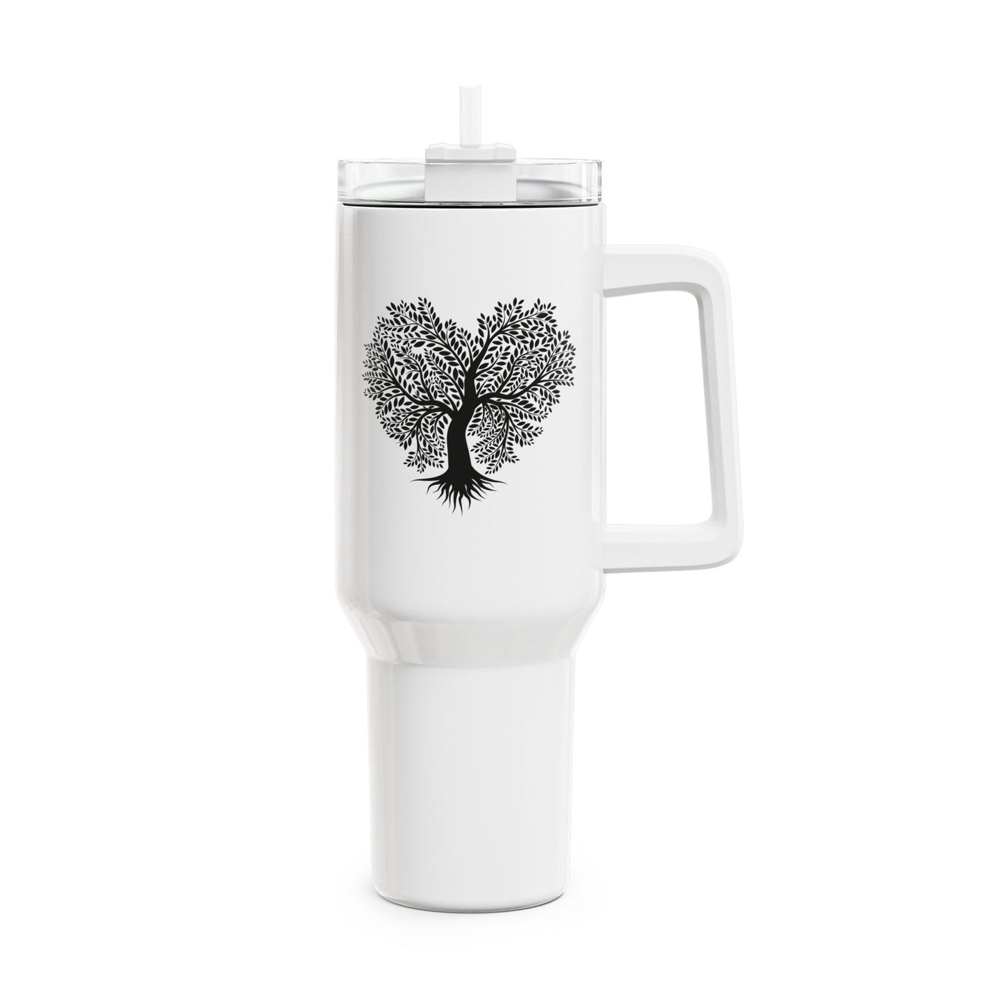 BAUM HERZ MOTIV • Liebesbeweis Geschenk, LOVE Liebesbotschaft • Tumbler mit Henkel & Strohhalm • XXL Reisebecher 1,2L