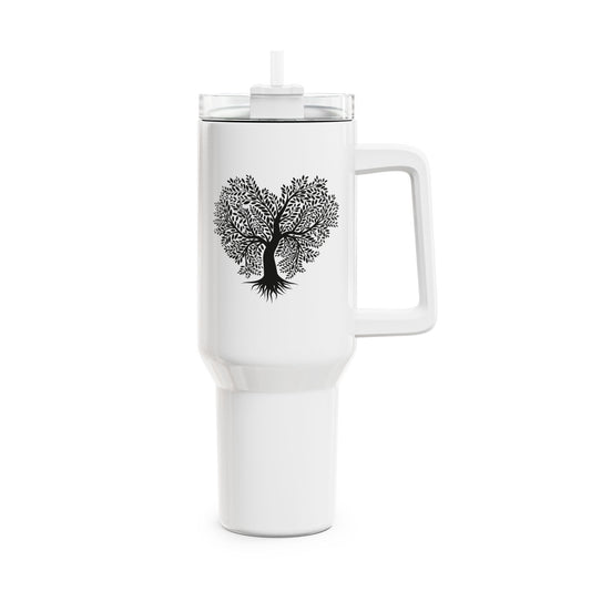 BAUM HERZ MOTIV • Liebesbeweis Geschenk, LOVE Liebesbotschaft • Tumbler mit Henkel & Strohhalm • XXL Reisebecher 1,2L