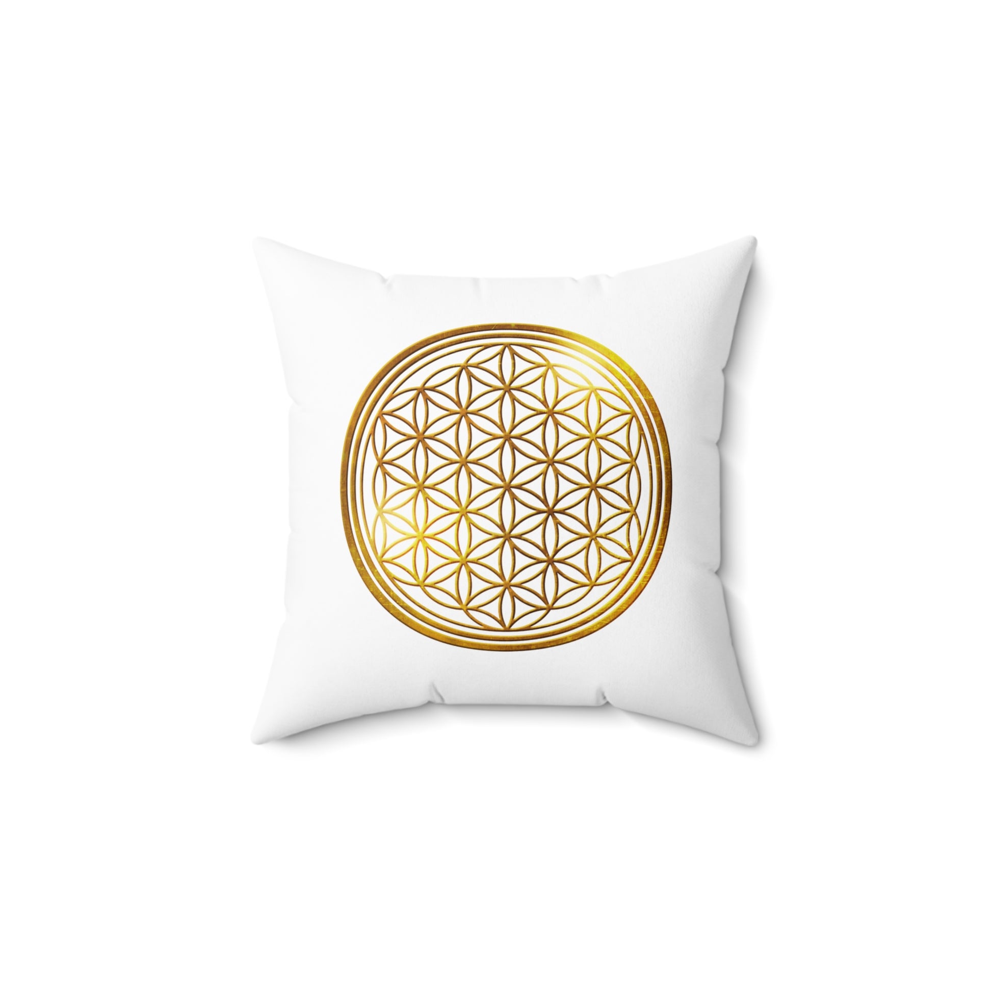 BLUME DES LEBENS - LUXUS GOLDOPTIK • Deko Kissen mit Reißverschluss Quadratisch Weiss - YOGA SANTA