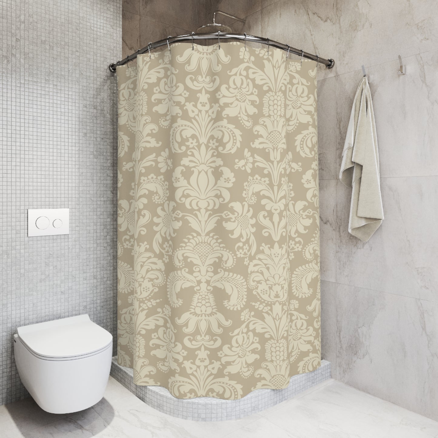 FLORALES BAROCK MUSTER • KÖNIGLICHER Duschvorhang 180x200 cm Beige